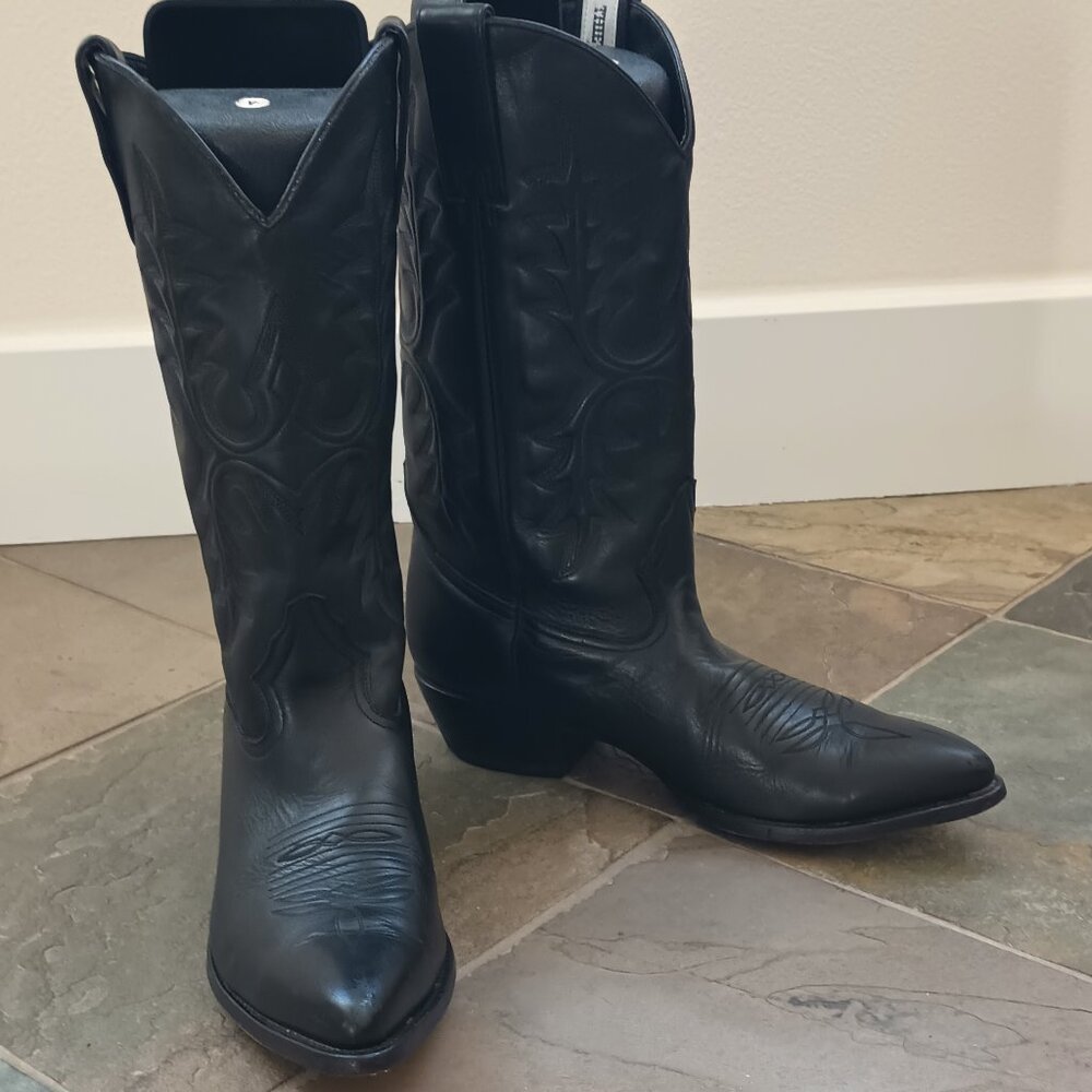 Western Cowboy Black Leather Boots